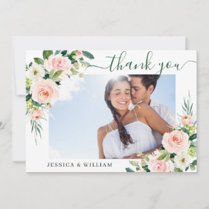 Carte De Remerciements Fleurs de teinte rose verdure florale PHOTO