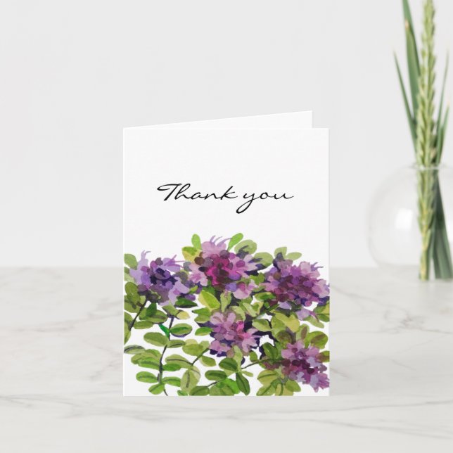 Carte De Remerciements Fleurs de thym violet sauvage (Devant)