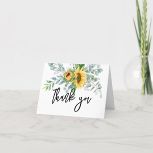 Carte De Remerciements Fleurs de tournesol aquarelle de pays verdure d'eu