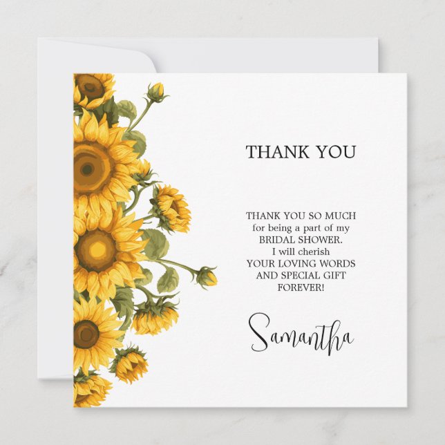 Carte De Remerciements Fleurs de tournesol lumineuses Shower de mariage m (Devant)