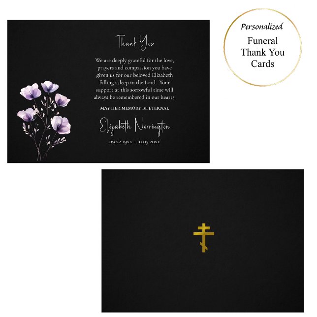 Carte De Remerciements Fleurs de violet éthérées Orthodoxes (Créateur téléchargé)