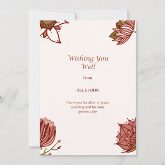 Carte De Remerciements Fleurs de vœux de bonheur pour mariage