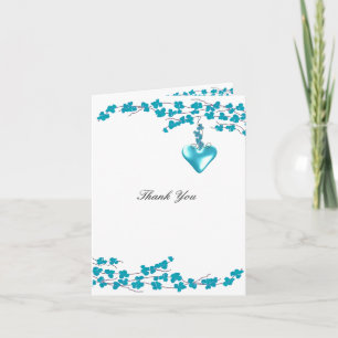 Carte De Remerciements Fleurs d'eau avec remerciement cœur