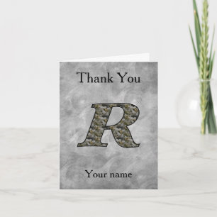 Carte De Remerciements Fleurs d'hortensia personnalisées avec initiale de