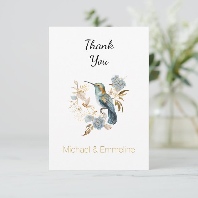 Carte De Remerciements Fleurs d'Hydrangea Colibri   (Debout devant)