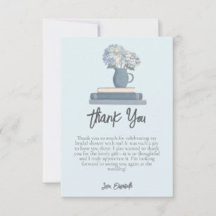 Carte De Remerciements Fleurs d'Hydrangea Livres Bleu Poussiéreux Shower 