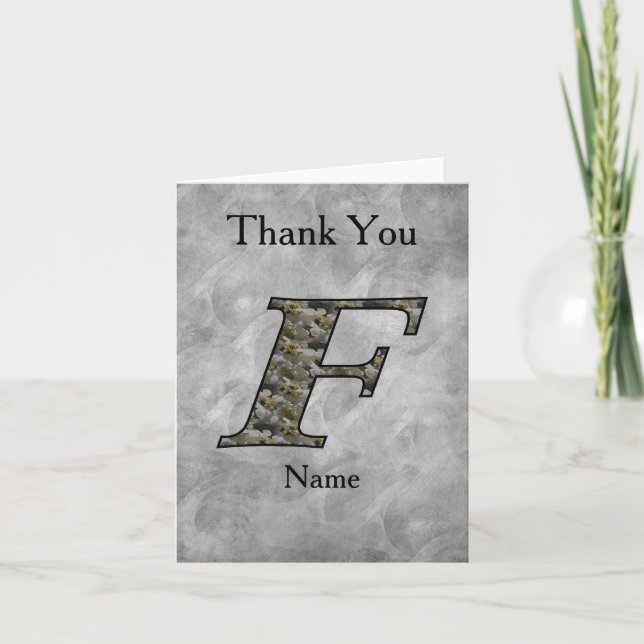 Carte De Remerciements Fleurs d'hydrangea personnalisées avec initiale de (Devant)