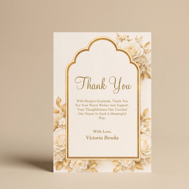 Carte De Remerciements Fleurs d'ivoire et de champagne (Créateur téléchargé)