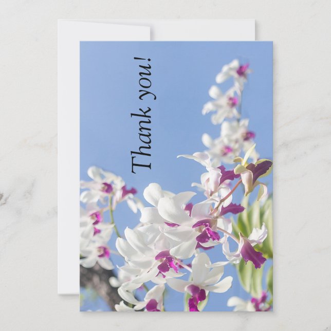 Carte De Remerciements Fleurs d'orchidées violettes et blanches (Devant)