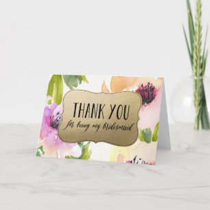Carte De Remerciements Fleurs Élégantes Remerciements Demoiselle d'Honneu