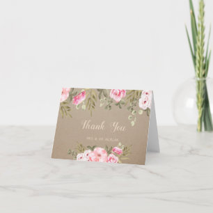 Carte De Remerciements Fleurs élégantes romantiques à l'aquarelle