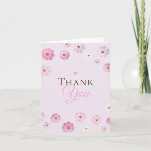 Carte De Remerciements Fleurs élégantes rose et violet