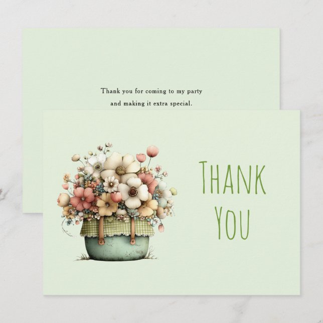 Carte De Remerciements Fleurs en pot Cozy Style Shabby Chic (Devant / Derrière)
