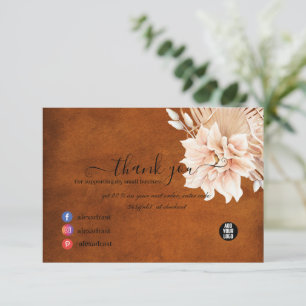 Carte De Remerciements Fleurs en terre cuite et Pampas Grass Business