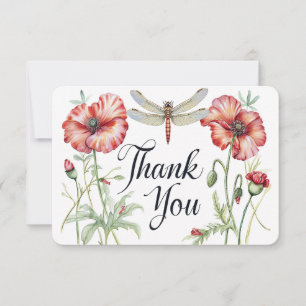 Carte De Remerciements Fleurs et ailes : Une aquarelle