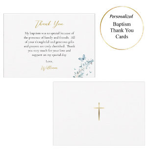 Carte De Remerciements Fleurs et papillons baptême chrétien orthodoxe