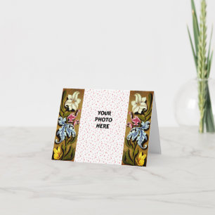 Carte De Remerciements Fleurs Et Photo Mariage Feuille