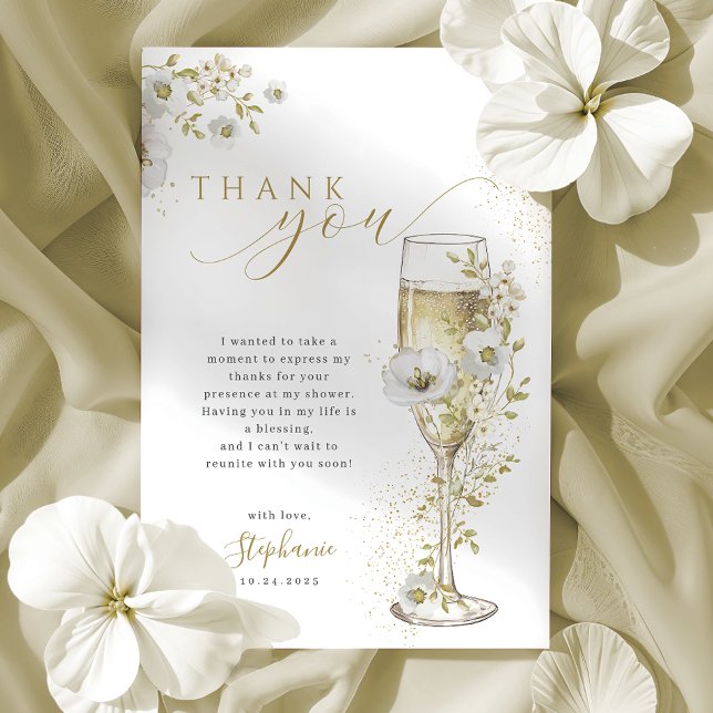 Carte De Remerciements Fleurs et Prosecco Wildflowers Enterrement de Vie  (Créateur téléchargé)