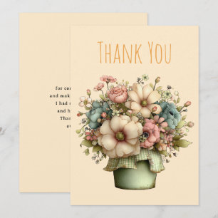 Carte De Remerciements Fleurs fantaisistes dans un pot de planteur