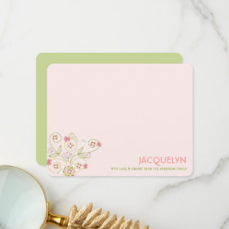Carte De Remerciements Fleurs florales roses Whimsical Chic Baby shower f