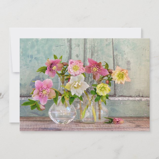 Carte De Remerciements Fleurs | Hellebores dans Vases (Devant)