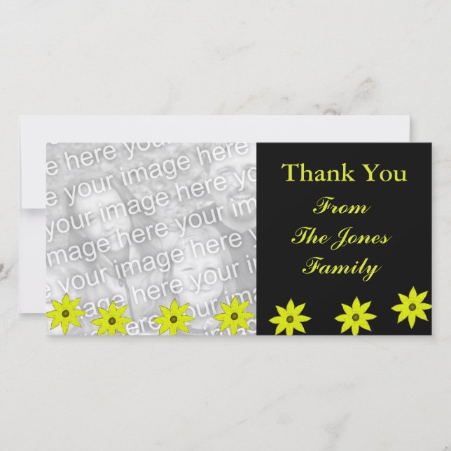 Carte De Remerciements Fleurs jaunes (Devant)