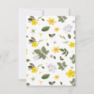 Carte De Remerciements Fleurs jaunes et roses blanches 3