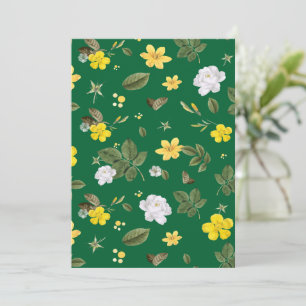 Carte De Remerciements Fleurs jaunes et roses blanches 6