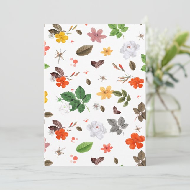 Carte De Remerciements Fleurs jaunes et roses blanches 7 (Debout devant)