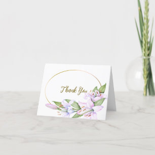 Carte De Remerciements Fleurs Lily rose de fête Cadre doré Belle