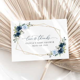 Carte De Remerciements Fleurs marines, Fleurs bleues, Verdure, Baby showe
