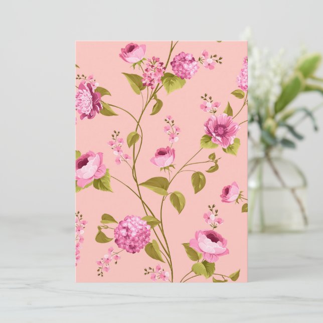 Carte De Remerciements Fleurs Motif 17 (Debout devant)