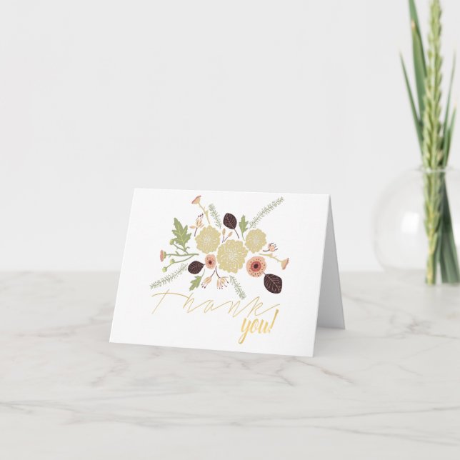 Carte De Remerciements Fleurs Motif Jouer Crème de Pêche Whimsical (Devant)