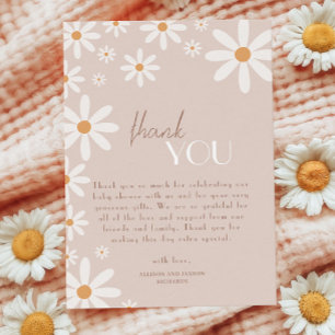Carte De Remerciements Fleurs neutres de bébé Daisy Shower Floral
