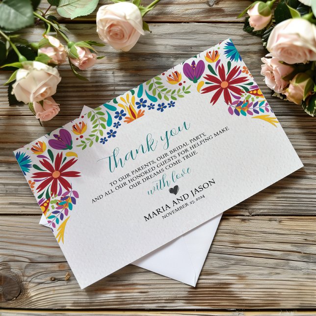 Carte De Remerciements Fleurs Nuestra Boda mexicaines Mariage botanique (Mexican Nuestra Boda Flowers Botanical Wedding Thank You Card)