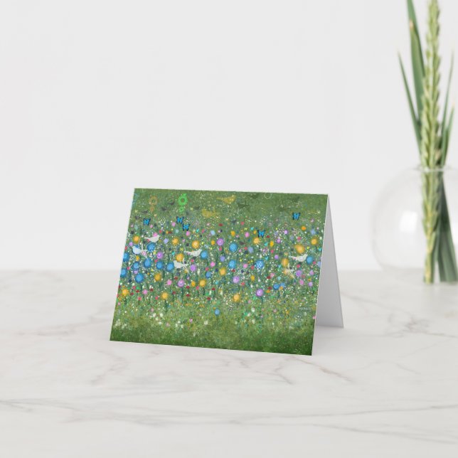Carte De Remerciements Fleurs Oiseaux et papillons (Devant)