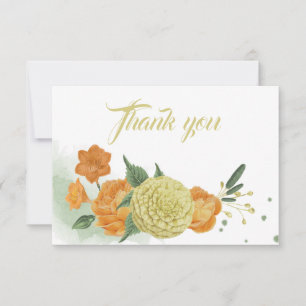 Carte De Remerciements fleurs orange jaune verdure