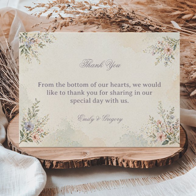 Carte De Remerciements Fleurs pastel doux (Créateur téléchargé)