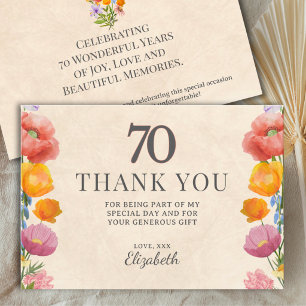 Carte De Remerciements Fleurs pour 70e anniversaire – Conception élégante
