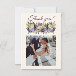 Carte De Remerciements Fleurs pourpres Aquarelle-Mariage-