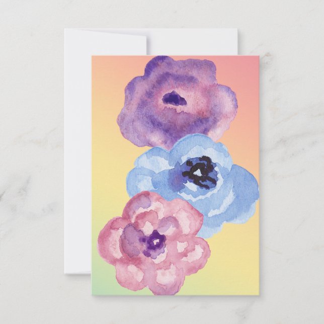 Carte De Remerciements Fleurs Rose aquarelle (Devant)