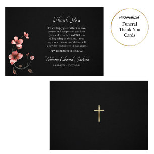 Carte De Remerciements Fleurs rose prune Mémorial chrétien orthodoxe
