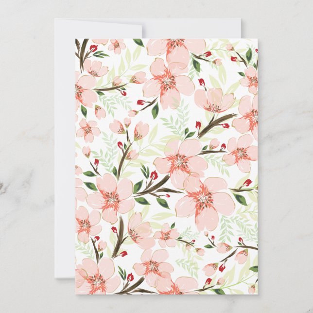 Carte De Remerciements Fleurs roses (Devant)