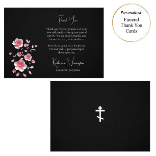 Carte De Remerciements Fleurs roses à visages ouverts Orthodoxes funérail