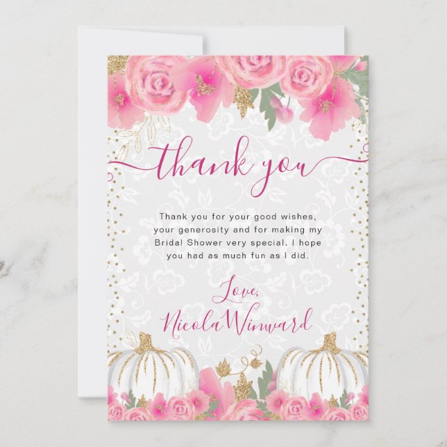 Carte De Remerciements Fleurs roses aquarelles Fête prénuptiale de citrou (Devant)