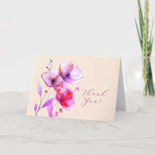 Carte De Remerciements Fleurs roses & Crème, Votre logo, Code QR, Entrepr