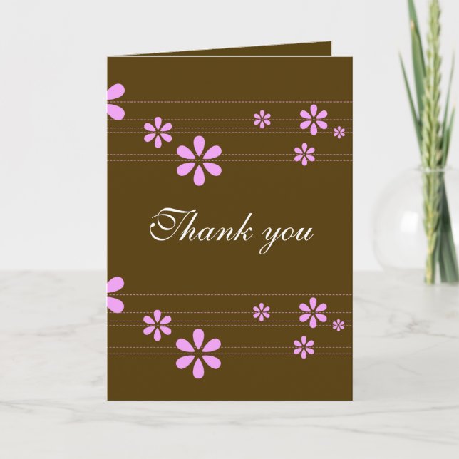 Carte De Remerciements Fleurs roses - Customisées (Devant)