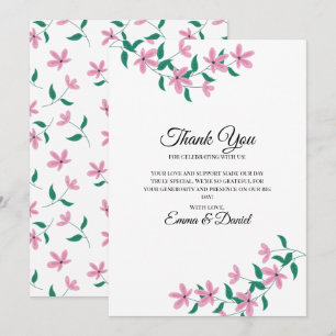 Carte De Remerciements Fleurs roses élégantes