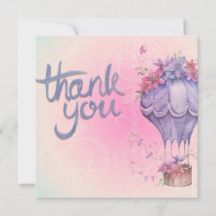 Carte De Remerciements fleurs roses et violettes