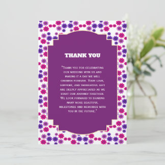Carte De Remerciements Fleurs roses et violettes symétriques mini florale